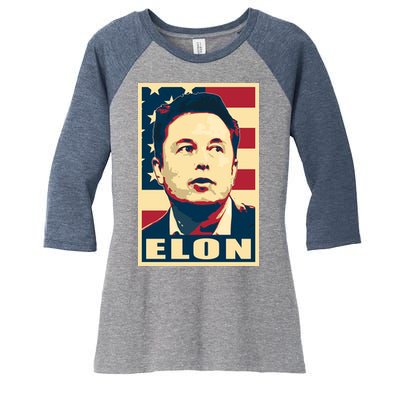 Elon Musk USA Retro Women's Tri-Blend 3/4-Sleeve Raglan Shirt