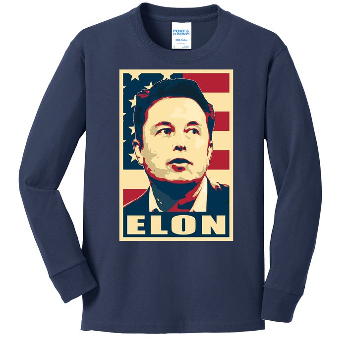 Elon Musk USA Retro Kids Long Sleeve Shirt