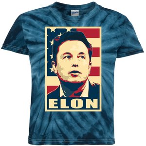 Elon Musk USA Retro Kids Tie-Dye T-Shirt