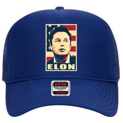 Elon Musk USA Retro High Crown Mesh Back Trucker Hat