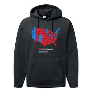 Election Map United States Of America Dumbistan Funny Performance Fleece Hoodie