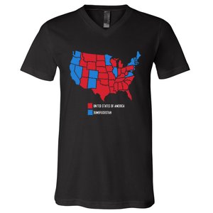 Election Map United States Of America Dumbistan Funny V-Neck T-Shirt