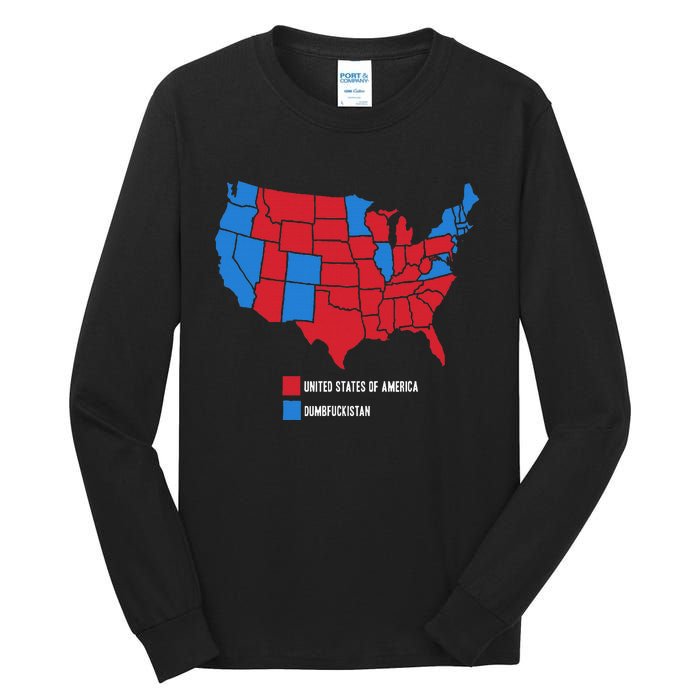 Election Map United States Of America Dumbistan Funny Tall Long Sleeve T-Shirt