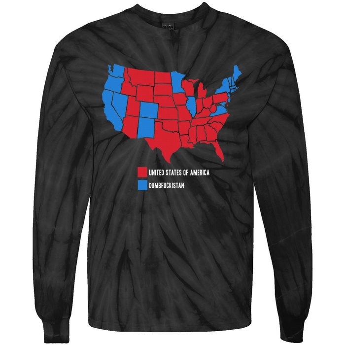 Election Map United States Of America Dumbistan Funny Tie-Dye Long Sleeve Shirt