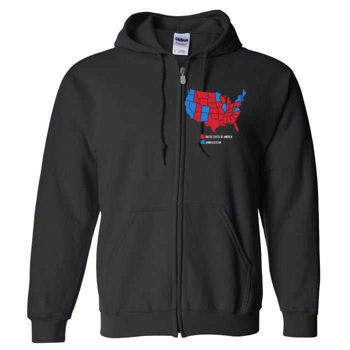 Election Map United States Of America Dumbistan Funny Full Zip Hoodie