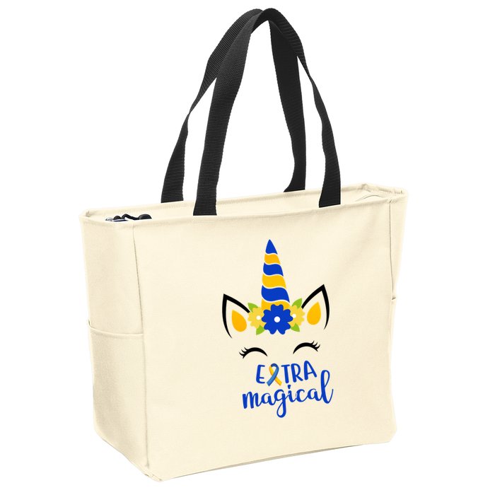 Extra Magical Unicorn Autism Awareness Zip Tote Bag