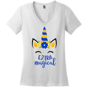 Extra Magical Unicorn Autism Awareness Women's V-Neck T-Shirt