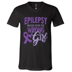 Epilepsy Messed With The Wrong Girl V-Neck T-Shirt