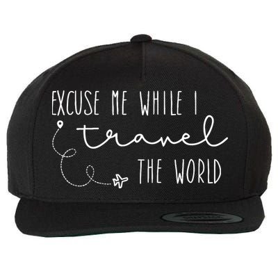 Excuse Me While I Travel The World Wool Snapback Cap