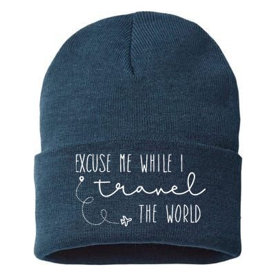 Excuse Me While I Travel The World Sustainable Knit Beanie