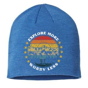 Explore More Worry Less Mountain Trekking Hiking Camping Cute Gift Sustainable Beanie