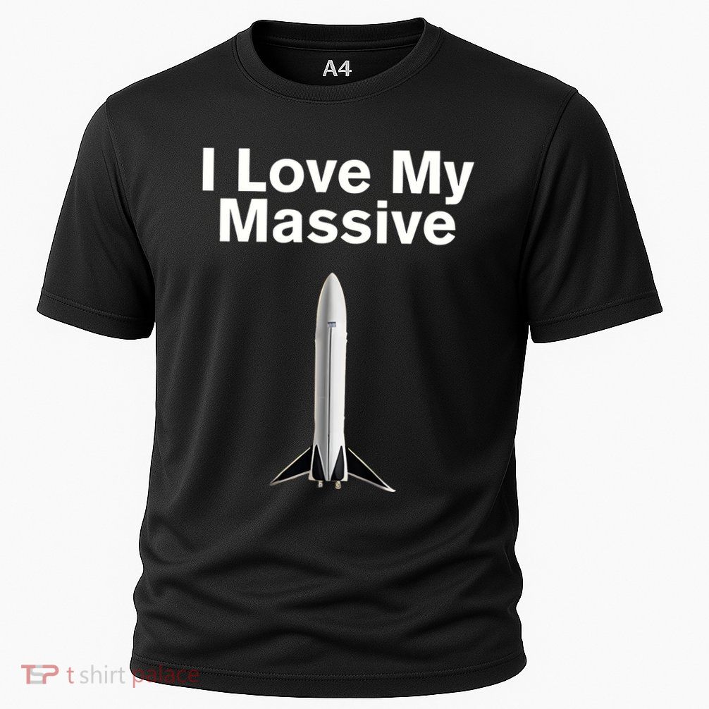 Elon Musk Wearing I Love Massive Rocket Starship Performance Shirt