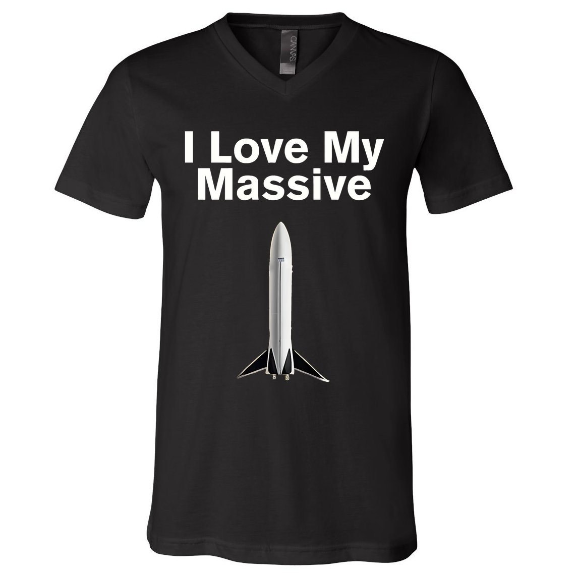 Elon Musk Wearing I Love Massive Rocket Starship V-Neck T-Shirt