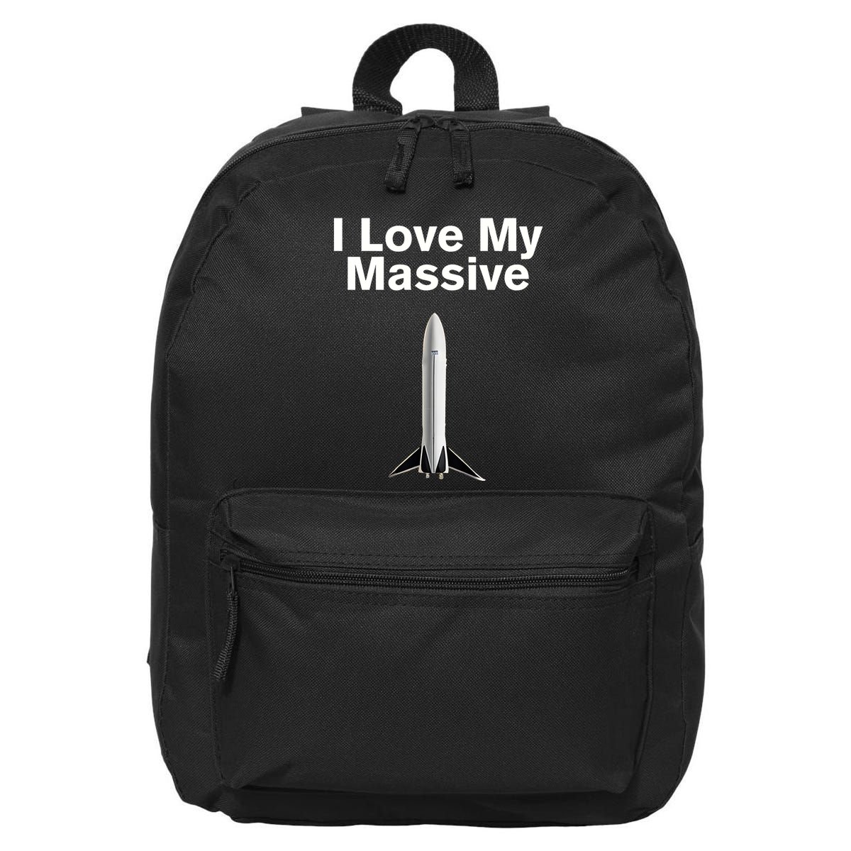 Elon Musk Wearing I Love Massive Rocket Starship 16 in Basic Backpack