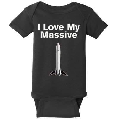 Elon Musk Wearing I Love Massive Rocket Starship Baby Bodysuit