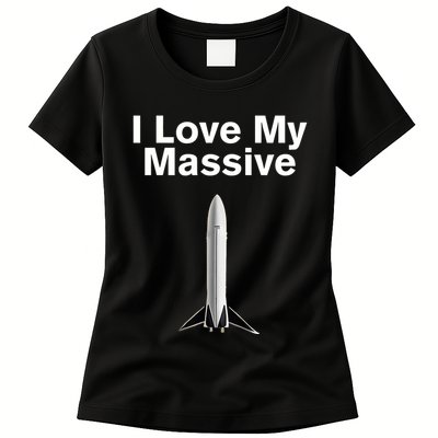 Elon Musk Wearing I Love Massive Rocket Starship Womens T-Shirt