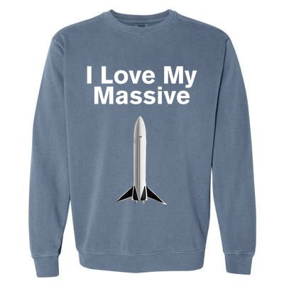 Elon Musk Wearing I Love Massive Rocket Starship Garment-Dyed Sweatshirt