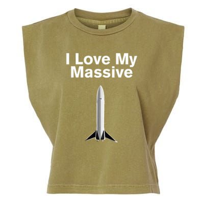 Elon Musk Wearing I Love Massive Rocket Starship Garment-Dyed Women's Muscle Tee