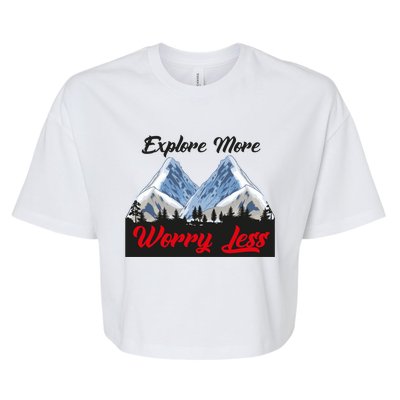 Explore More Worry Less Hiking Climbing Camping Hiker Gift Bella+Canvas Jersey Crop Tee