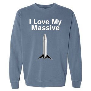 Elon Musk Wearing I Love Massive Rocket Starship Garment-Dyed Sweatshirt