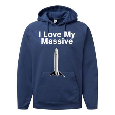 Elon Musk Wearing I Love Massive Rocket Starship Performance Fleece Hoodie