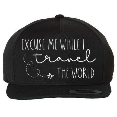 Excuse Me While I Travel The World Wool Snapback Cap