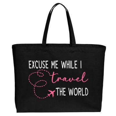 Excuse Me While I Travel The World Cotton Canvas Jumbo Tote