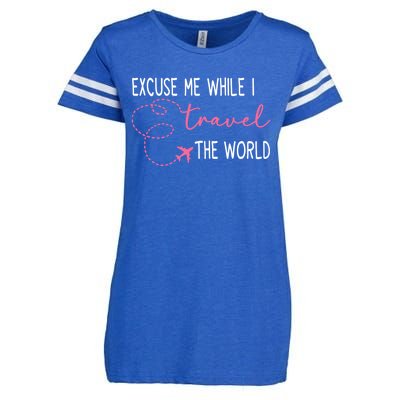 Excuse Me While I Travel The World Enza Ladies Jersey Football T-Shirt