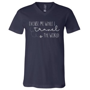 Excuse Me While I Travel The World V-Neck T-Shirt