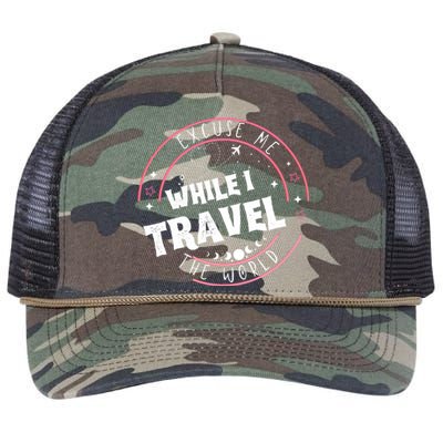 Excuse Me While I Travel The World Retro Rope Trucker Hat Cap