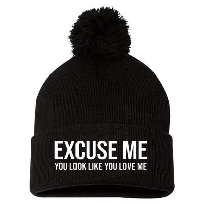 Excuse Me You Look Like You Love Me Pom Pom 12in Knit Beanie