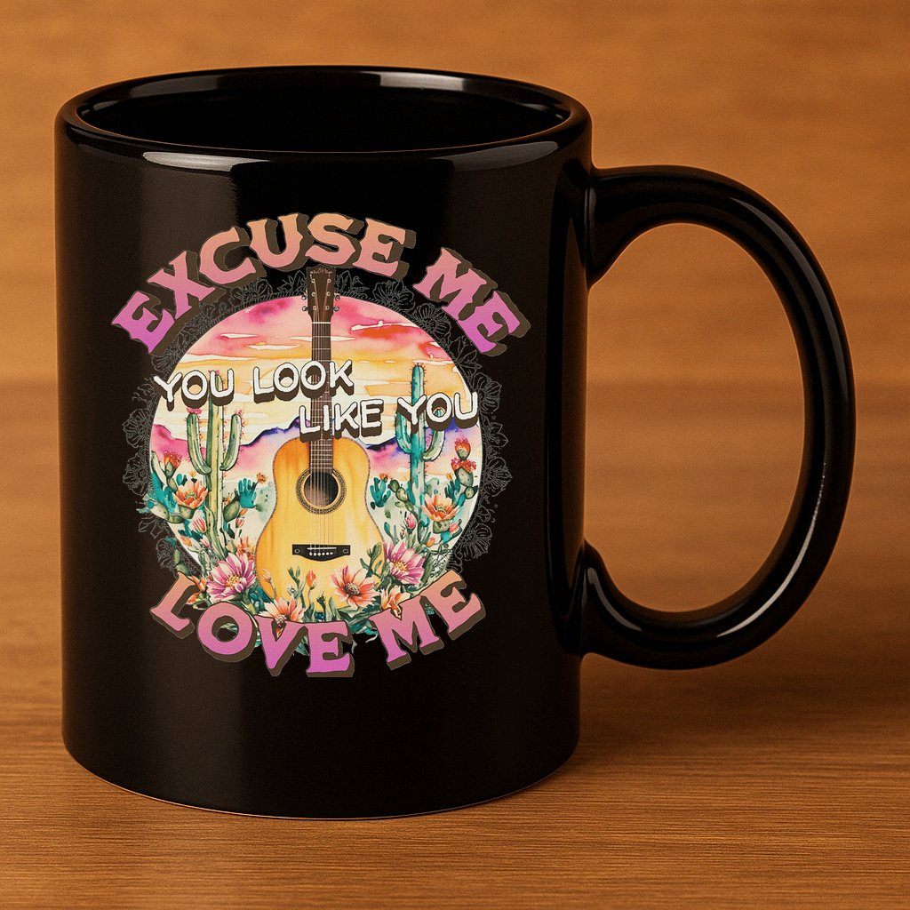 Excuse Me You Look Like You Love Me Retro Western Desert 11oz C Handle Ceramic Mug
