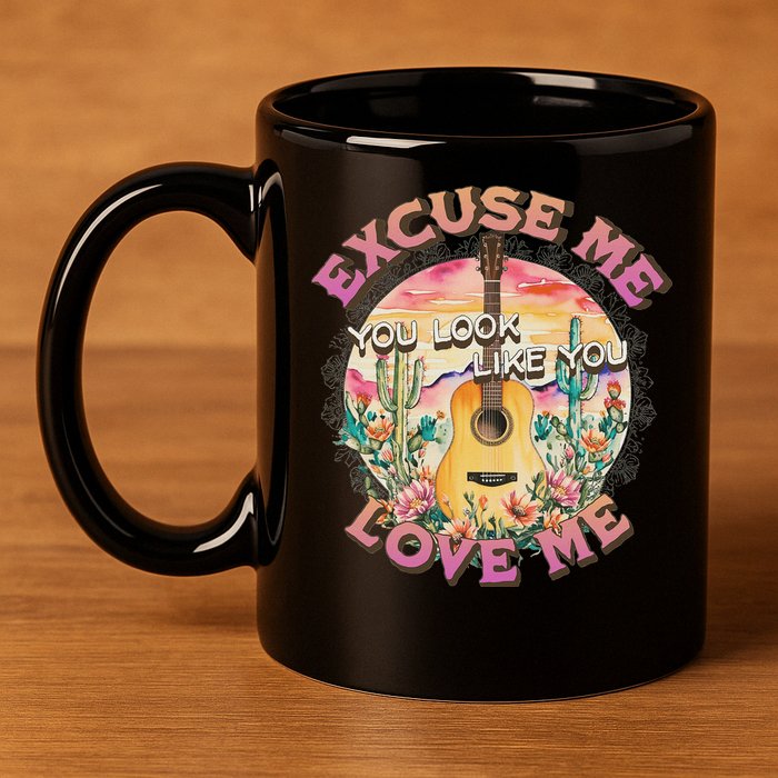 Excuse Me You Look Like You Love Me Retro Western Desert 11oz C Handle Ceramic Mug