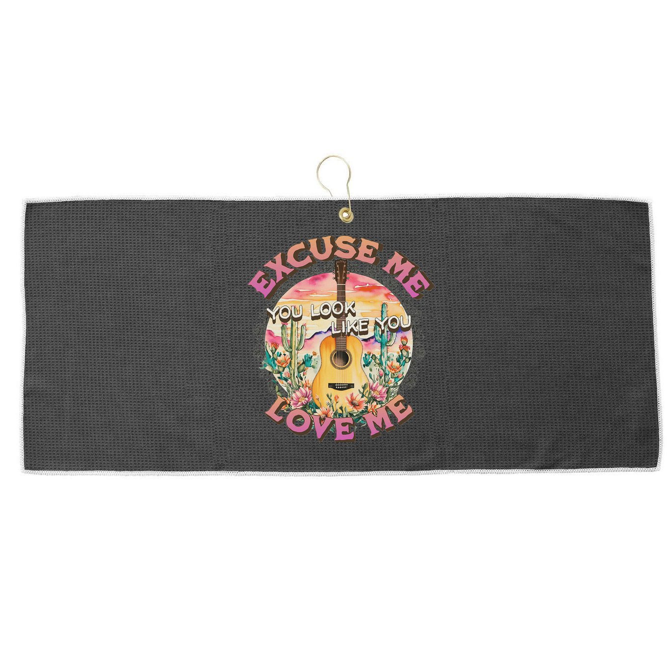 Excuse Me You Look Like You Love Me Retro Western Desert Large Microfiber Waffle Golf Towel