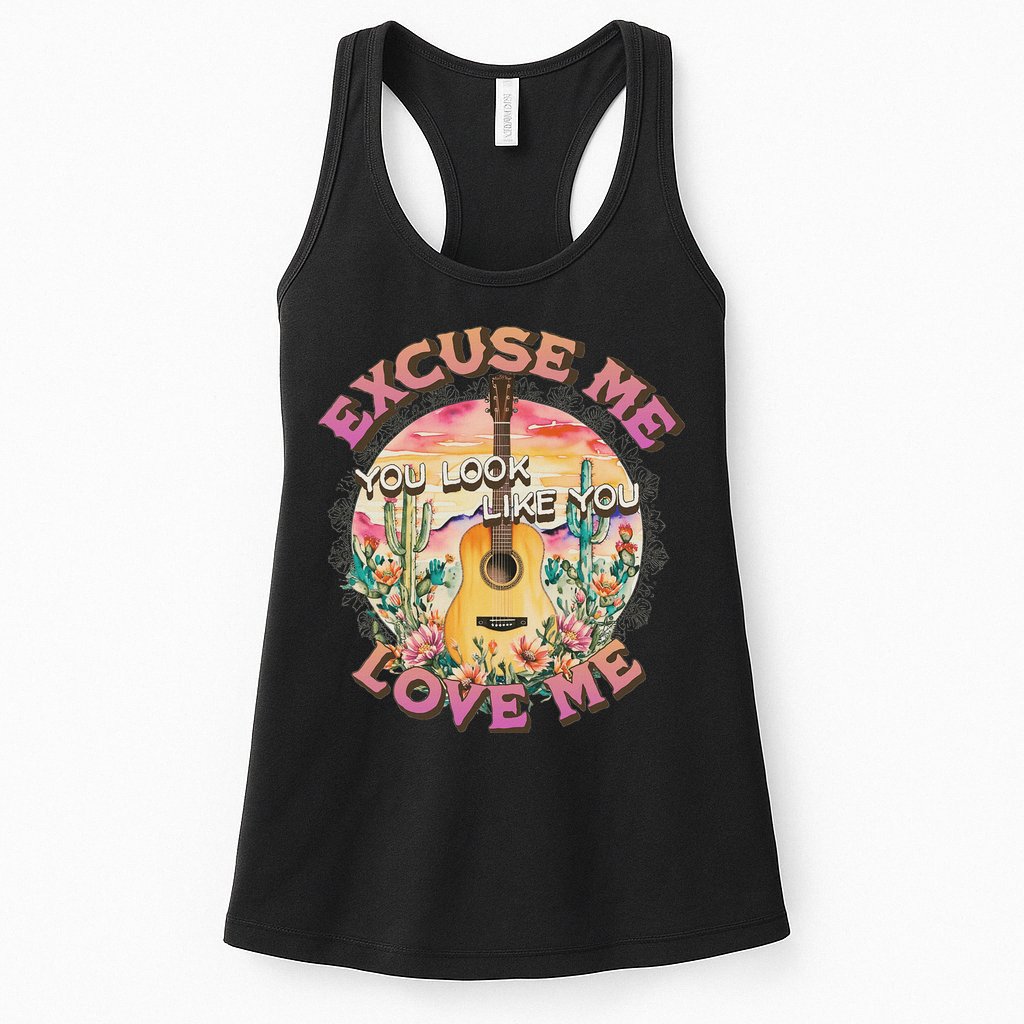 Excuse Me You Look Like You Love Me Retro Western Desert Womens Tank Top