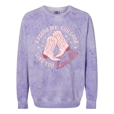 Excuse Me You Look Like You Love Me Colorblast Crewneck Sweatshirt