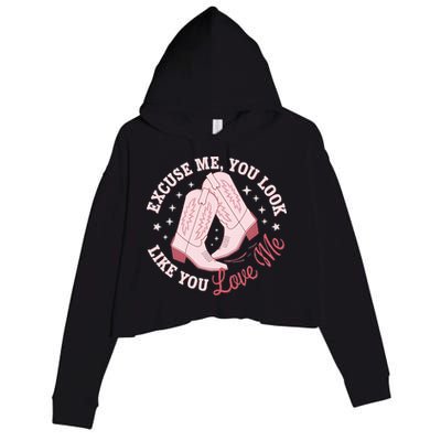 Excuse Me You Look Like You Love Me Crop Fleece Hoodie