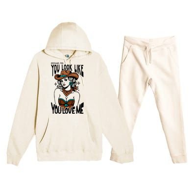 Excuse Me You Look Like Your Love Me Cowgirl Western Premium Hooded Sweatsuit Set