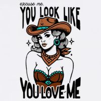 Excuse Me You Look Like Your Love Me Cowgirl Western V-Neck T-Shirt