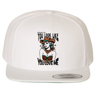 Excuse Me You Look Like Your Love Me Cowgirl Western Wool Snapback Cap