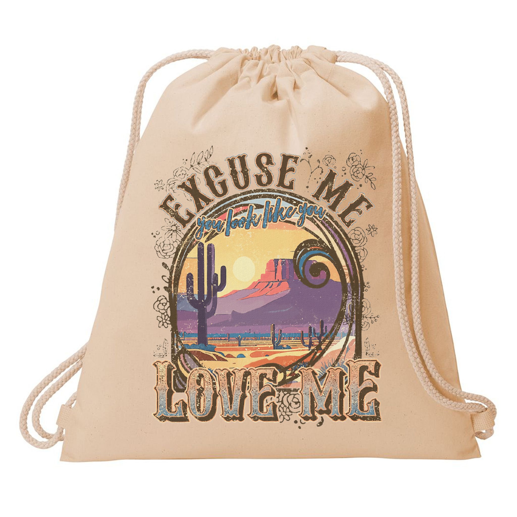 Excuse Me You Look Like You Love Me Funny Desert Western Drawstring Bag