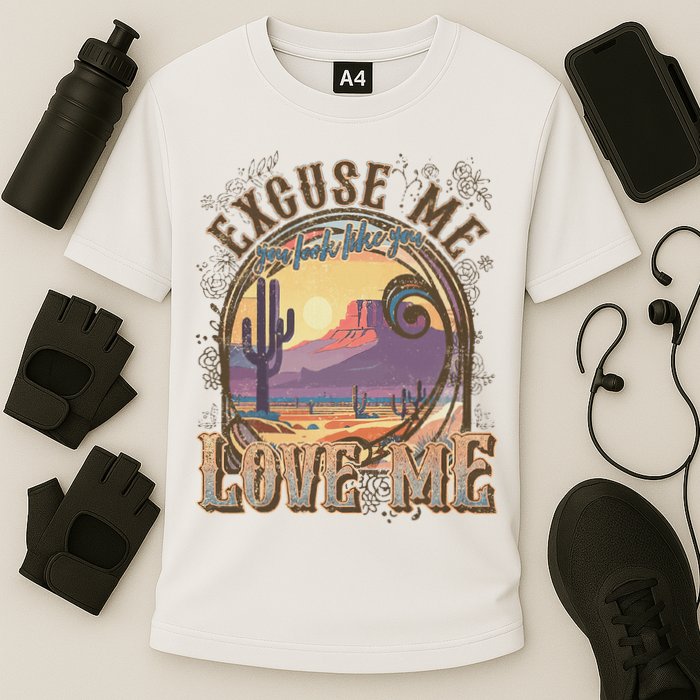 Excuse Me You Look Like You Love Me Funny Desert Western Cooling Performance Crew T-Shirt
