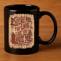 Excuse Me You Look Like You Love Me Western 11oz C Handle Ceramic Mug