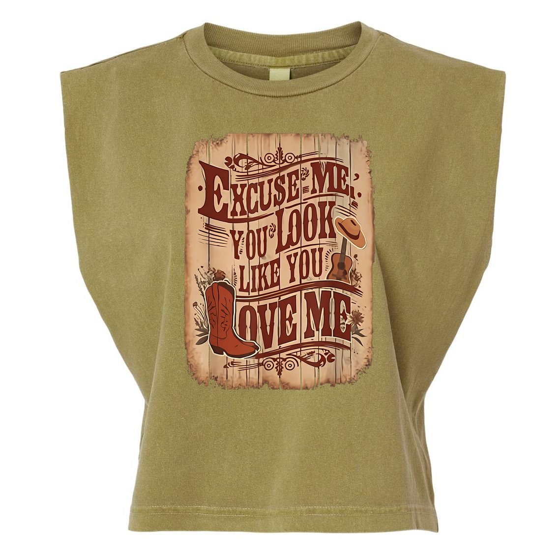 Excuse Me You Look Like You Love Me Western Garment-Dyed Women's Muscle Tee