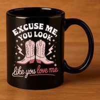 Excuse Me You Look Like You Love Me Western 11oz C Handle Ceramic Mug