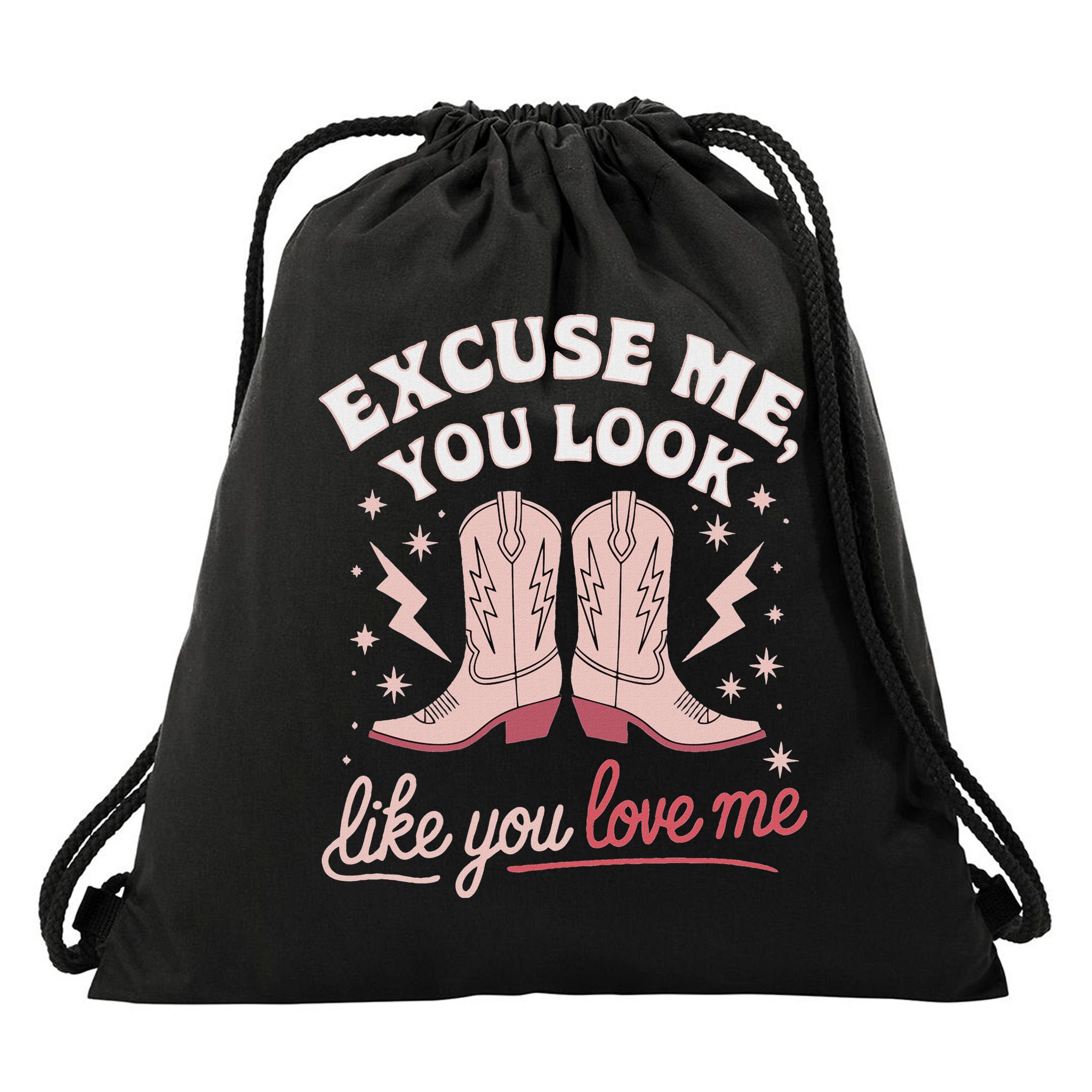 Excuse Me You Look Like You Love Me Western Drawstring Bag