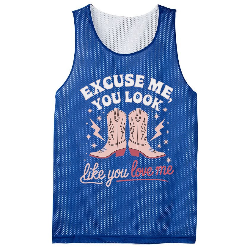 Excuse Me You Look Like You Love Me Western Mesh Reversible Basketball Jersey Tank