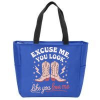 Excuse Me You Look Like You Love Me Western Zip Tote Bag