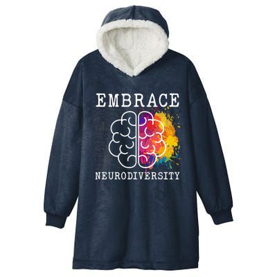 Embrace Neurodiversity Autism Adhd Asd Rainbow Brain Gift Hooded Wearable Blanket