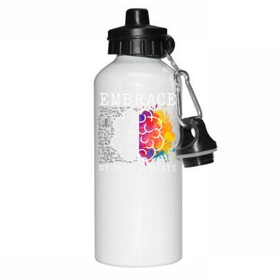 Embrace Neurodiversity Autism Adhd Asd Rainbow Brain Gift Aluminum Water Bottle